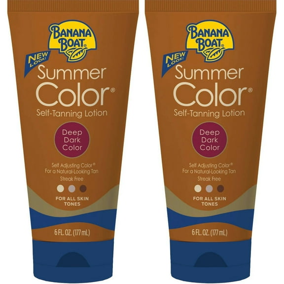2 Pack Banana Boat Summer Color Self-Tanning Lotion, Deep Dark Color 6oz Each