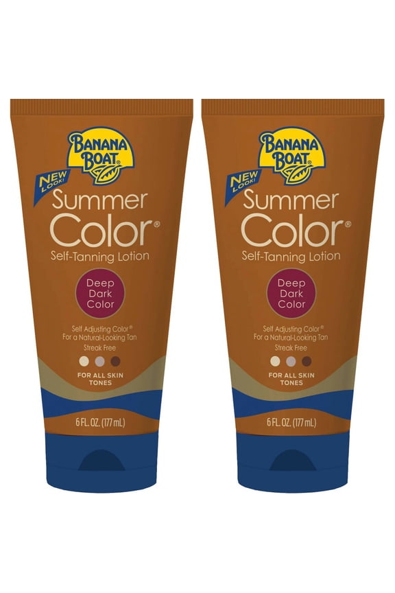2 Pack Banana Boat Summer Color Self-Tanning Lotion, Deep Dark Color 6oz Each