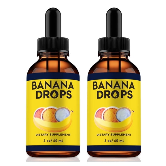 (2 Pack) Banana Drops, BananaDrops Dietary Supplement, Maximum Strength Daily Liquid Formula, All Natural Extract to Support Healthy Lifestyle, Official Reviews (60 Servings)