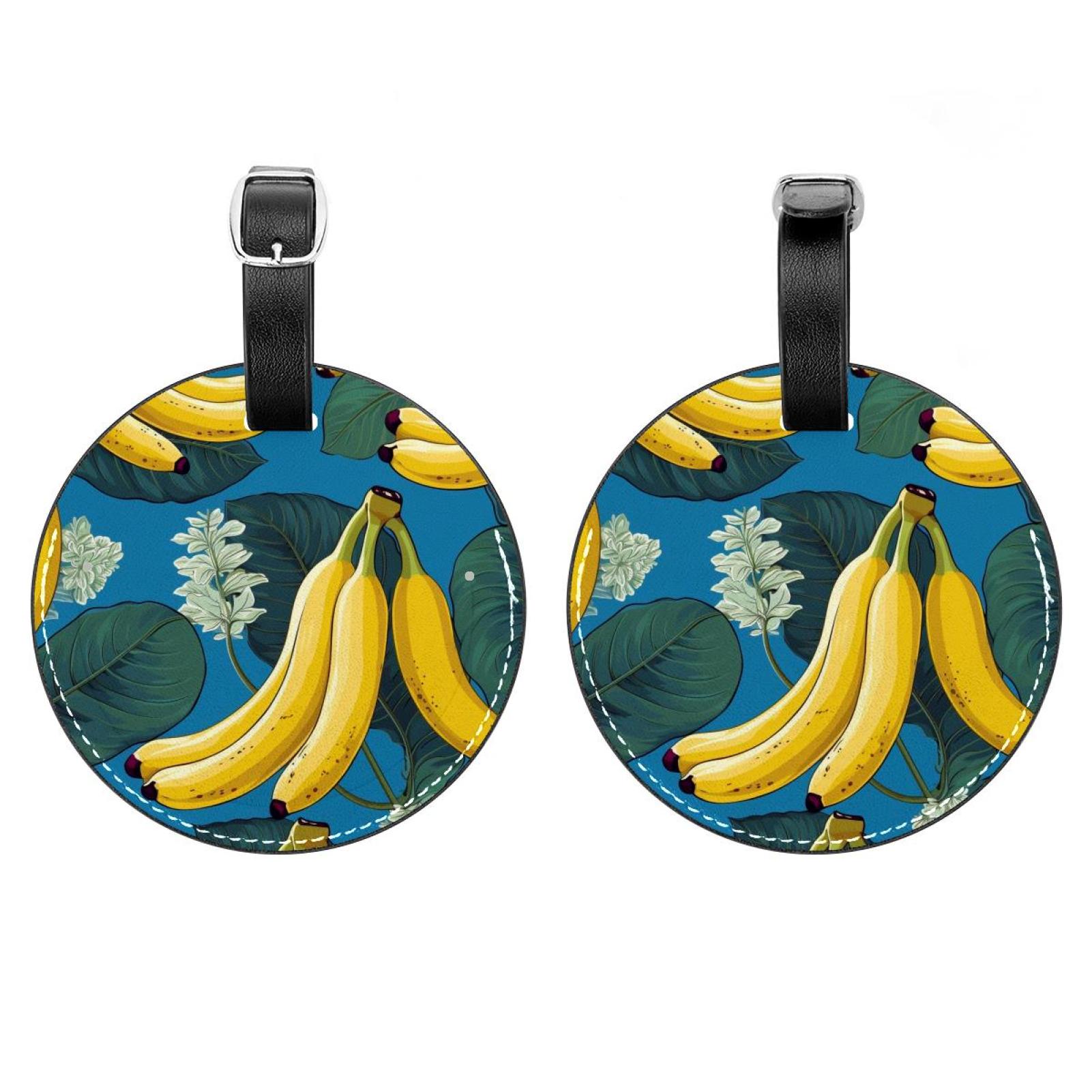 2 Pack Banana Luggage Tag with Name ID Card Perfect to Quickly Spot