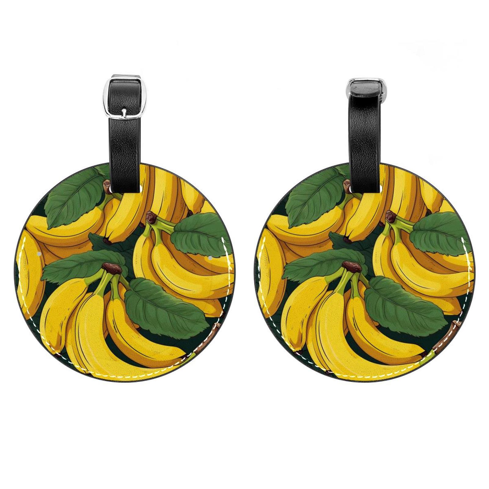 2 Pack Banana Luggage Tag with Name ID Card Perfect to Quickly Spot