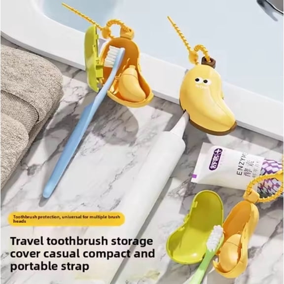 2 Pack Banana Toothbrush Covers, Silicone Toothbrush Protector Caps for Travel and Daily Storage, TIKA