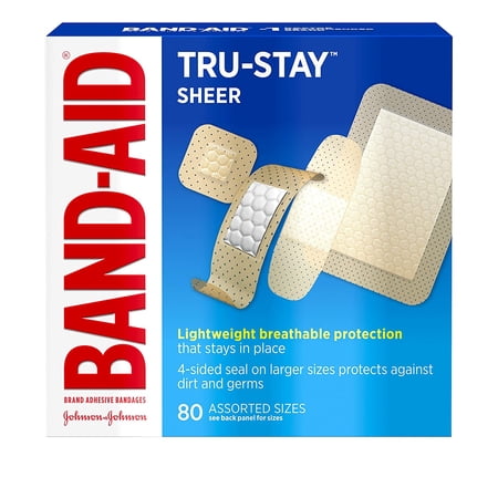 2 Pack Band-Aid Brand Tru-Stay Sheer Adhesive Bandages Assorted Sizes 80 ct