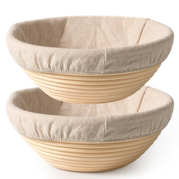 2 Pack Banneton Bread Proofing Baskets For Sourdough 9 Inch Round Rattan Basket Dough Rising Bowl Baking Supplies Home Bakers