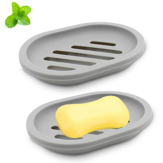 2 Pack Bar Soap Holder, Keep Soap Bars Dry Clean, Soap Dish SoapTray, Bathroom Soap Dish, Bathtub Soap Dish (Gray)