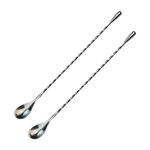 2 Pack Bar Spoon, Cocktail Stirrers, 7.87inch Long Handle Stainless Steel Bar Spoon, Threaded Water Drop Mixing Spoon, Coffee Stirring Spoon and Mixing Rod for Cocktail, Drink & Beverage Preparation