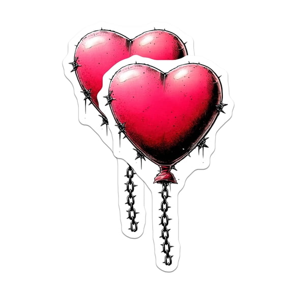 (2 Pack) Barbed Wire Heart Magnets - Edgy Goth Love Decor - Alternative Valentine Aesthetic Fridge Art - 5 Inches On Longest Side - Thick Durable Magnet - Made in USA - MAG22361