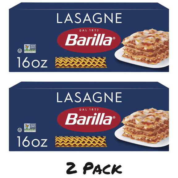 ( 2 Pack ) Barilla Classic Non-GMO, Kosher Certified Wavy Lasagne Pasta, 16 oz