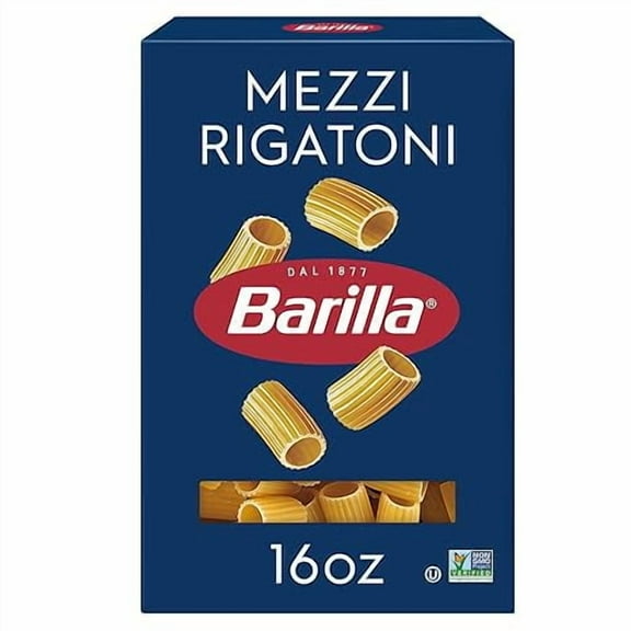 2-Pack Barilla Mezzi Rigatoni Pasta, 16 oz. Box - Non-GMO Pasta Made with Durum Wheat Semolina - Kosher Certified Pasta