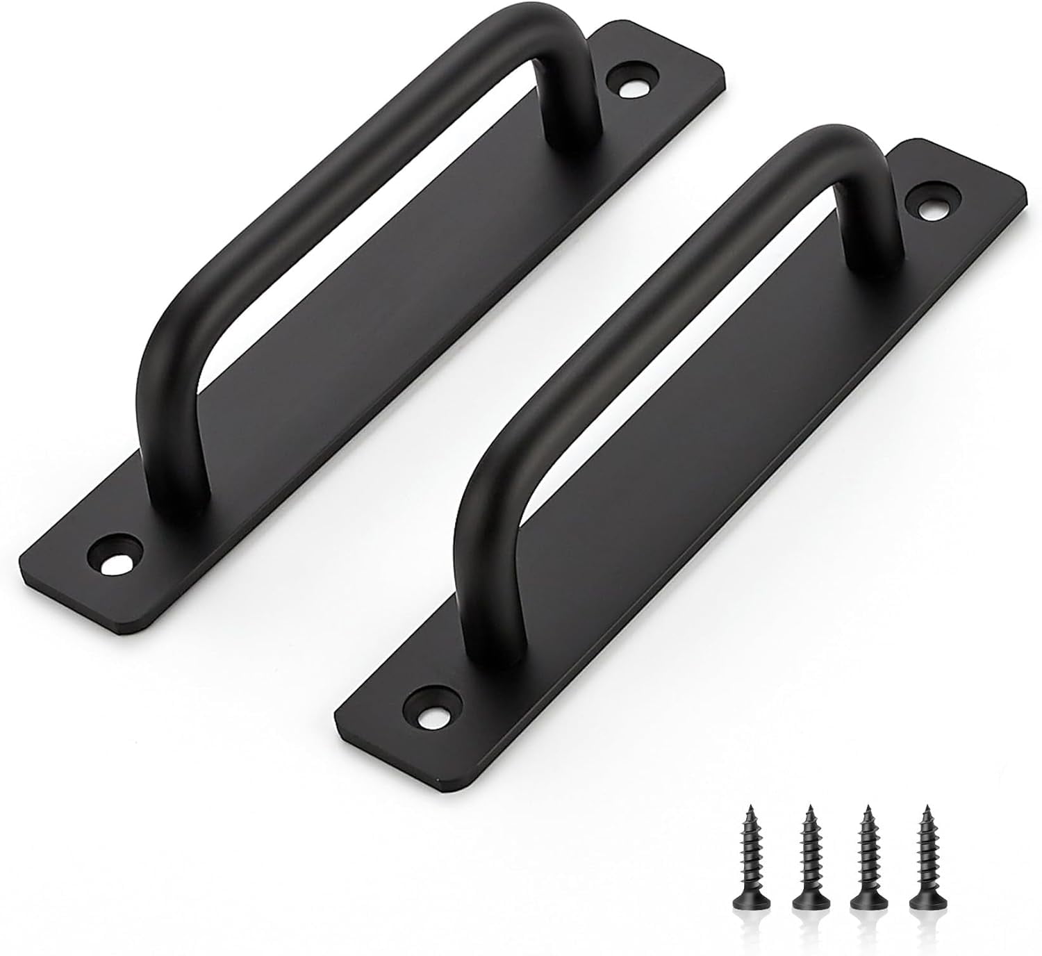 Jindizi 8-Pack 6" Barn Door Handles – Black Metal Cabinet Pulls, Ergonomic Curve Design, 4.7" Overall Length, For Kitchen Cupboard, Wardrobe, Drawers, Wooden Gates