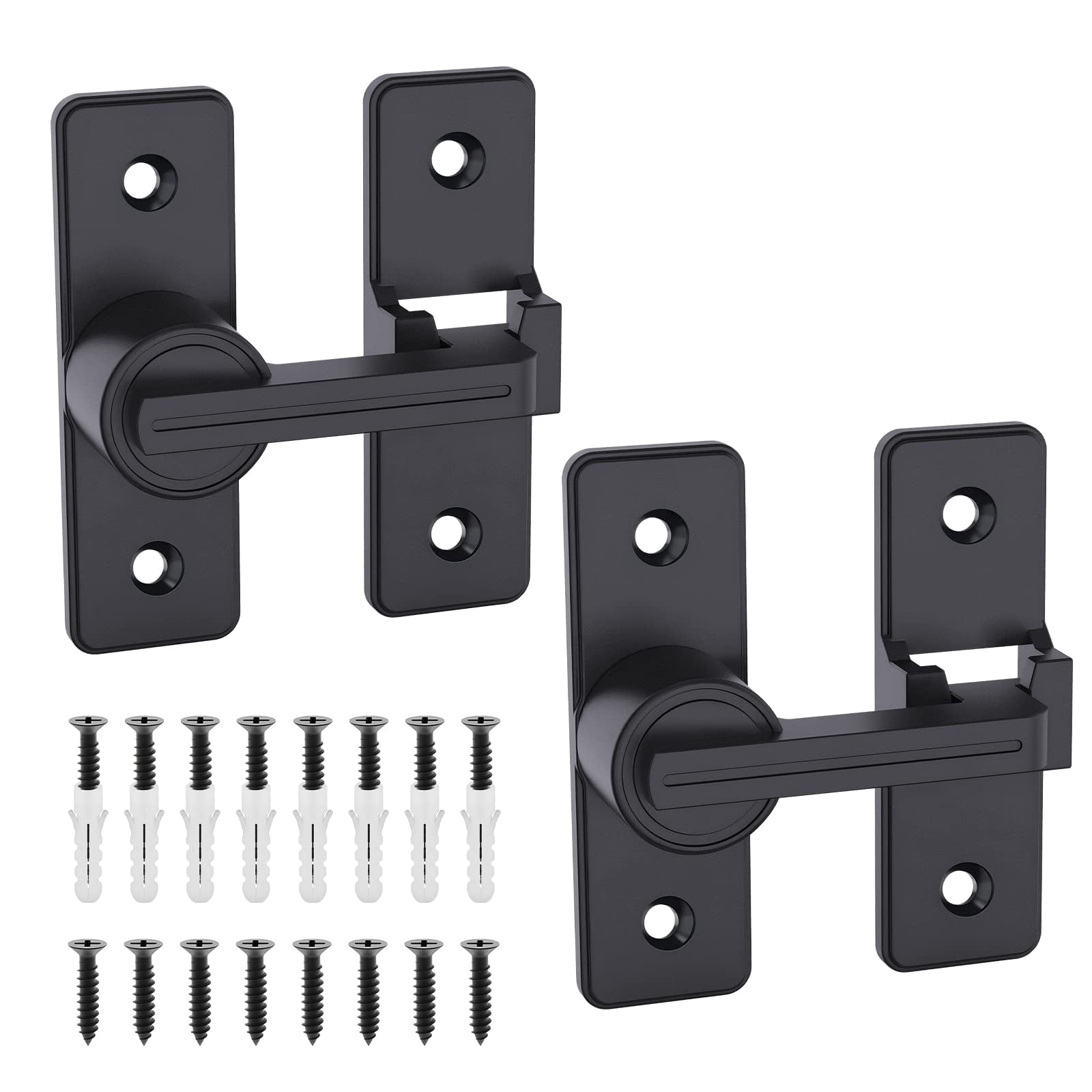 Grey Heavy Duty Barn Door Lock Latch - 90/180 Degree Flip, Alloy, For Sliding Doors, Cabinets, Gates