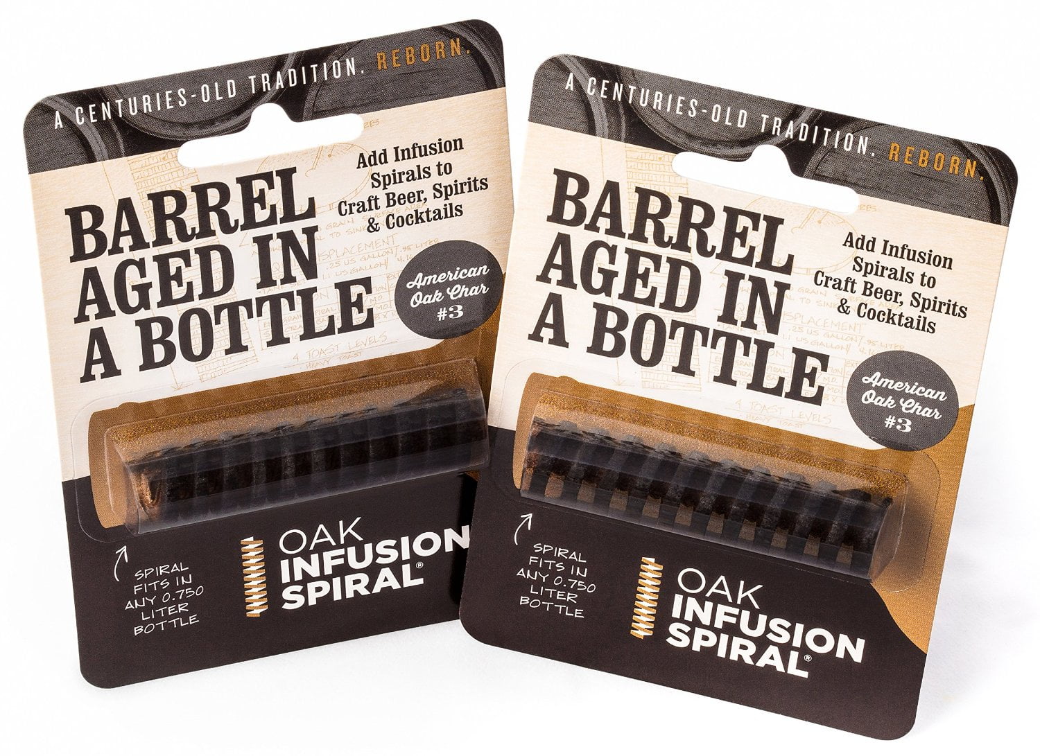 2 Pack - Barrel Aged in a Bottle Oak Infusion Spiral. Barrel Age Your Whiskey...
