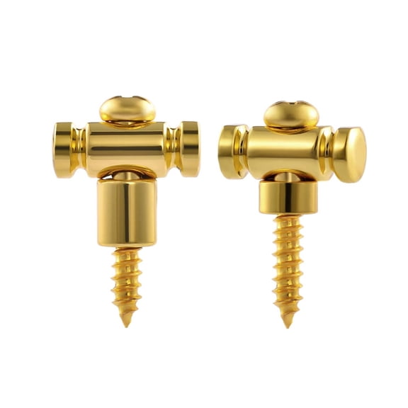2-Pack Barrel Style Stainless Steel Guitar String Guides Steel String Retainers String Trees with extra Short and Tall Spacers for Most Electric Guitars Gold