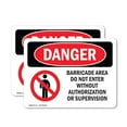 thumbnail image 1 of (2 Pack) Barricade Area Do Not Enter OSHA Danger Sign 10 Inch X 7 Inch Vinyl Label Decal Sticker Weather Resistant, UV Protected for Workplace, Business, and Construction Site, Made in, 1 of 7