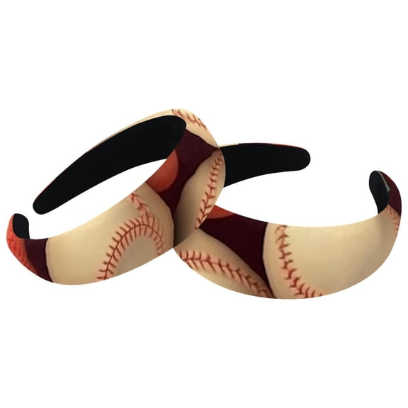2 Pack Baseball Ball Background Headbands -Wide Fashion Head Bands for Women and Girls