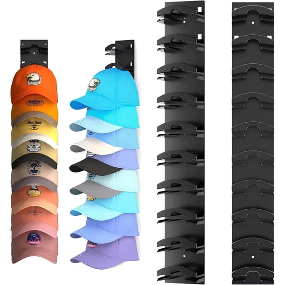 2-Pack Baseball Cap Holder Rack, Adhesive Wall Mounted Hat Organizer
