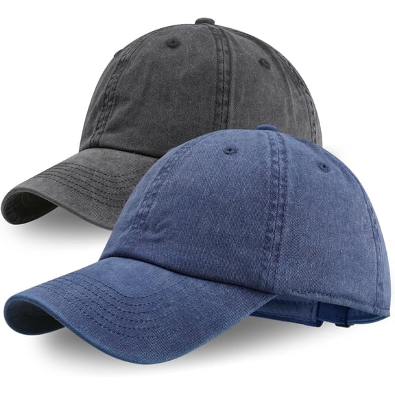 2 Pack Baseball Caps Golf Dad Hats,Ajustable Vintage Washed Cotton Ball Cap for Men Women