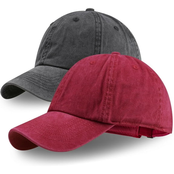 2 Pack Baseball Caps Golf Dad Hats,Ajustable Vintage Washed Cotton Ball Cap for Men Women