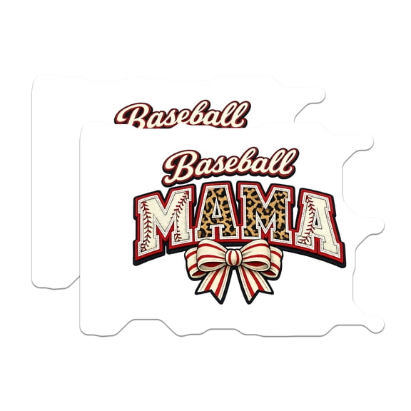 (2 Pack) Baseball Mama Magnets - Leopard Print Sports Mom - Game Day Fan Fridge Locker Decor - Team Spirit Cheer - 5 Inches On Longest Side - Thick Durable Magnet - Made in USA - MAG20659