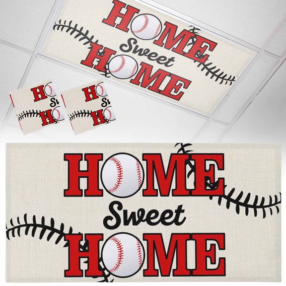 2 Pack Baseball Sport Fluorescent Light Covers for Ceiling Lights Home Sweet Beige Linen Texture Abstract Magnetic Ceiling Light Covers Overhead Light Filters for Office Classroom Home