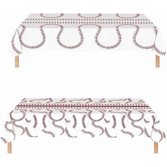2 Pack Baseball Tablecloths Disposable Plastic 54 x 108 Inches