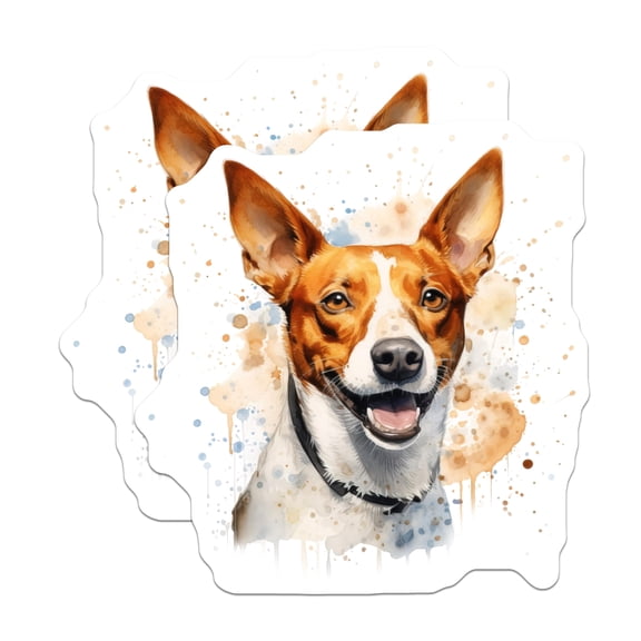(2 Pack) Basenji Dog Magnets - Watercolor Pet Art - Animal Lover Decor - 5 Inches On Longest Side - Thick Durable Magnet - Made in USA - MAG24038