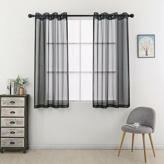 2 Pack Basic Home Grommet Top Sheer Voile Window Curtains - Assorted Colors & Sizes