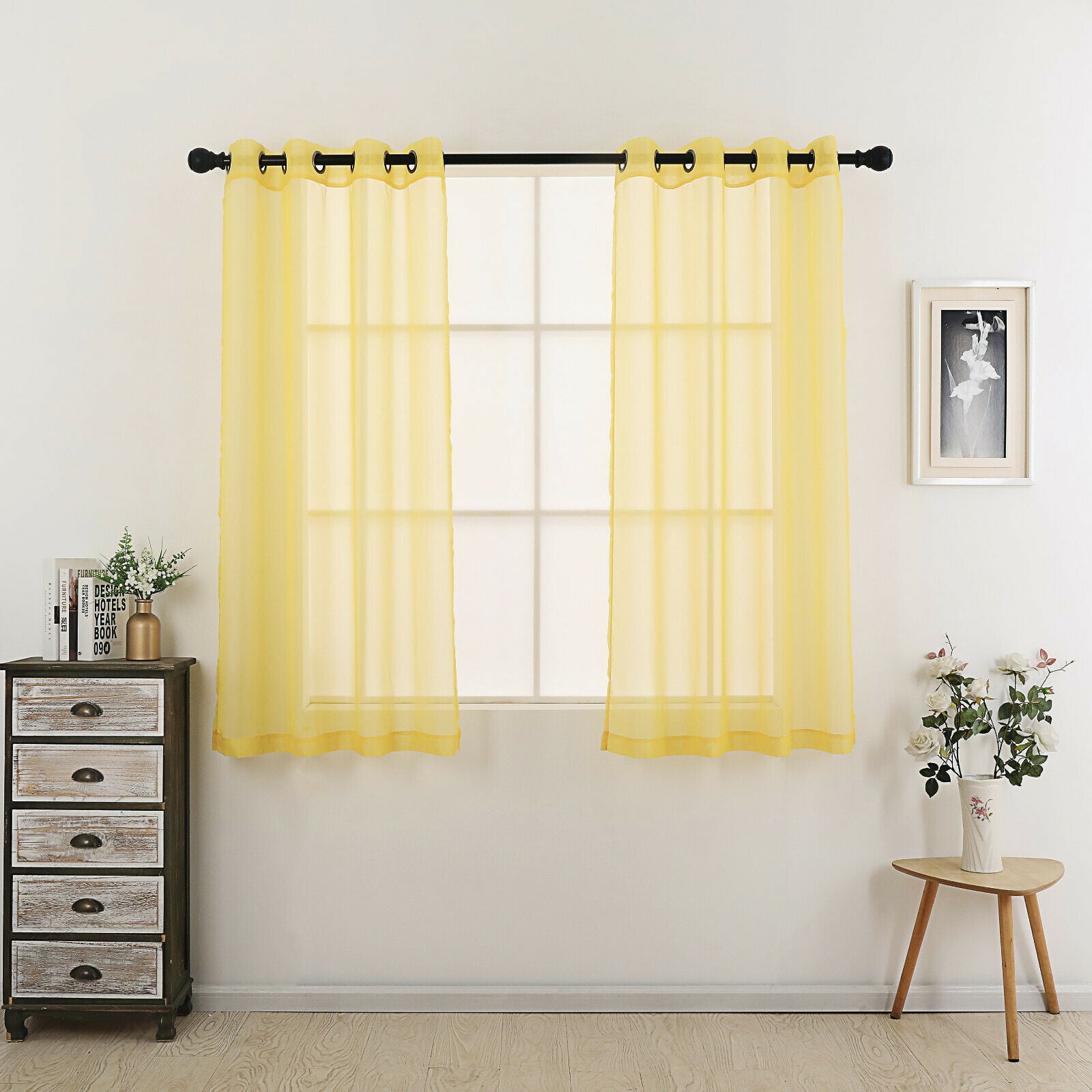 2 Pack Basic Home Grommet Top Sheer Voile Window Curtains - Assorted ...
