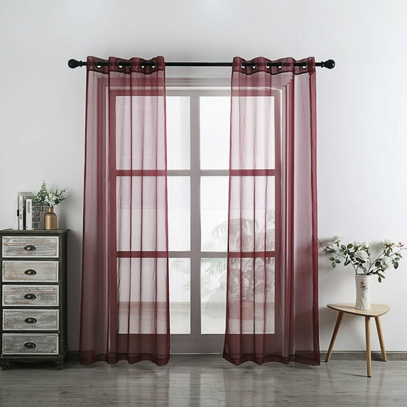 2 Pack Basic Home Grommet Top Sheer Voile Window Curtains - Assorted Colors & Sizes