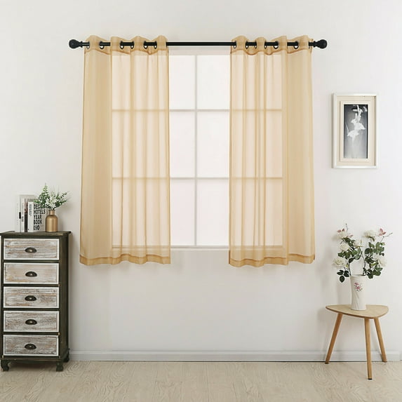 2 Pack Basic Home Grommet Top Sheer Voile Window Curtains - Assorted Colors & Sizes