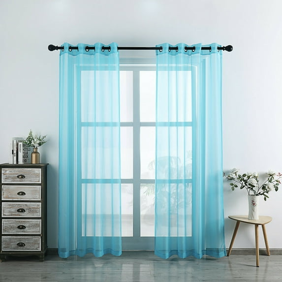 2 Pack Basic Home Grommet Top Sheer Voile Window Curtains - Assorted Colors & Sizes