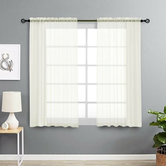 2 Pack Basic Home Rod Pocket Sheer Voile Window Curtains - Assorted Colors & Sizes