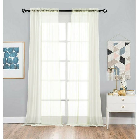 2 Pack Basic Home Rod Pocket Sheer Voile Window Curtains - Assorted Colors & Sizes