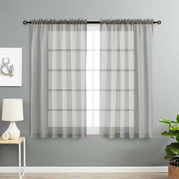 2 Pack Basic Home Rod Pocket Sheer Voile Window Curtains - Assorted Colors & Sizes