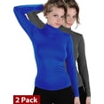 thumbnail image 1 of 2 Pack Basic Seamless Mock Neck Turtleneck Long Sleeve Shirts, 1 of 6