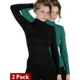 thumbnail image 1 of 2 Pack Basic Seamless Mock Neck Turtleneck Long Sleeve Shirts, 1 of 6