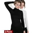thumbnail image 1 of 2 Pack Basic Seamless Mock Neck Turtleneck Long Sleeve Shirts, 1 of 6