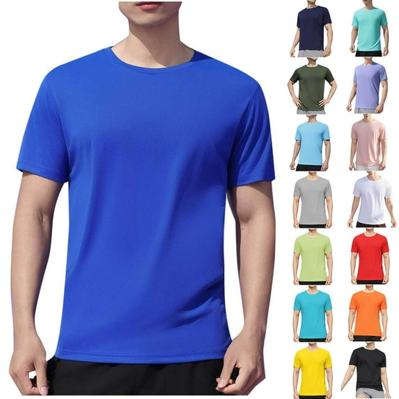 2 Pack Basic T-Shirts for Men S-4X Plus Size Big & Tall Short Sleeve Tshirts Mens Casual Crewneck Solid Pullover Stretchy Slim Athletic Tees Tops