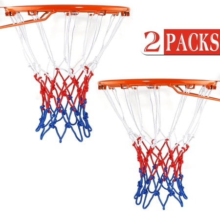 2 Pack Basketball Net Replacement, Outdoor Indoor Heavy Duty 12 Loops Anti Whip Hoop Nets