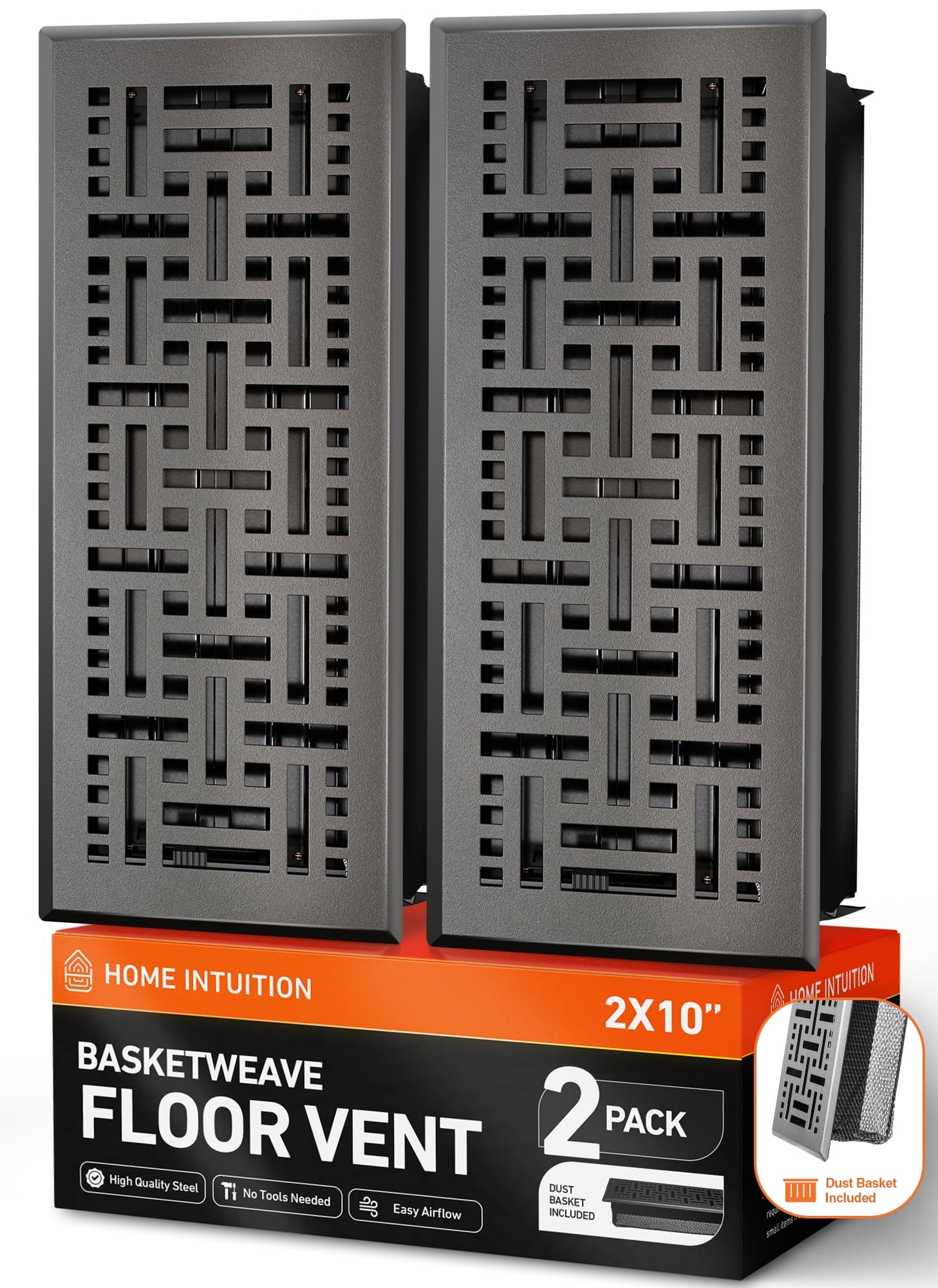 2-Pack Basketweave 4" X 14" Floor Vent Covers Register With Mesh Net ...
