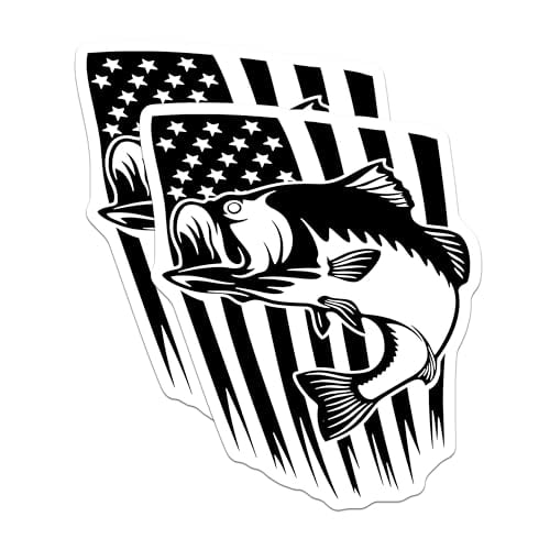 (2 Pack) Bass Fishing Magnets - American Flag Magnets - Fish Lover Magnets - 5" On Longest Side - for Cars, Fridges, Toolboxes - Made in USA - MAG3993