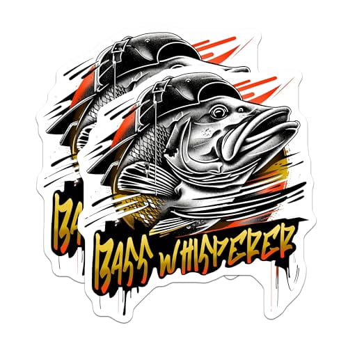 (2 Pack) Bass Whisperer Magnets - Funny Fishing Magnets - Angler's Decor Magnets - Cool Fish Design Magnets - 5" On Longest Side - for Cars, Refrigerators, Toolboxes, Lockers - Made in USA BMCS3358