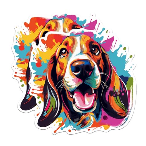 (2 Pack) Basset Hound Dog Breed Magnets - 5 Inches On Longest Side - Choose from Over 100 Dog Breeds - for Cars, Refrigerators, Toolboxes - Made in USA - MAG1765