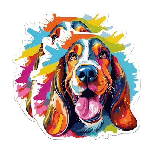 (2 Pack) Basset Hound Dog Breed Magnets - 5 Inches On Longest Side - Choose from Over 100 Dog Breeds - for Cars, Refrigerators, Toolboxes - Made in USA - MAG1766