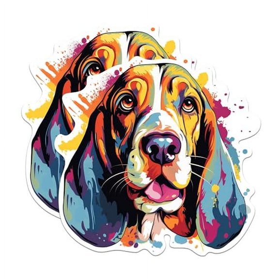 (2 Pack) Basset Hound Dog Breed Magnets - 5 Inches On Longest Side - Choose from Over 100 Dog Breeds - for Cars, Refrigerators, Toolboxes - Made in USA - MAG1767