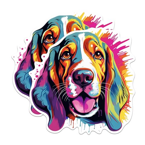 (2 Pack) Basset Hound Dog Breed Magnets - 5 Inches On Longest Side - Choose from Over 100 Dog Breeds - for Cars, Refrigerators, Toolboxes - Made in USA - MAG1768
