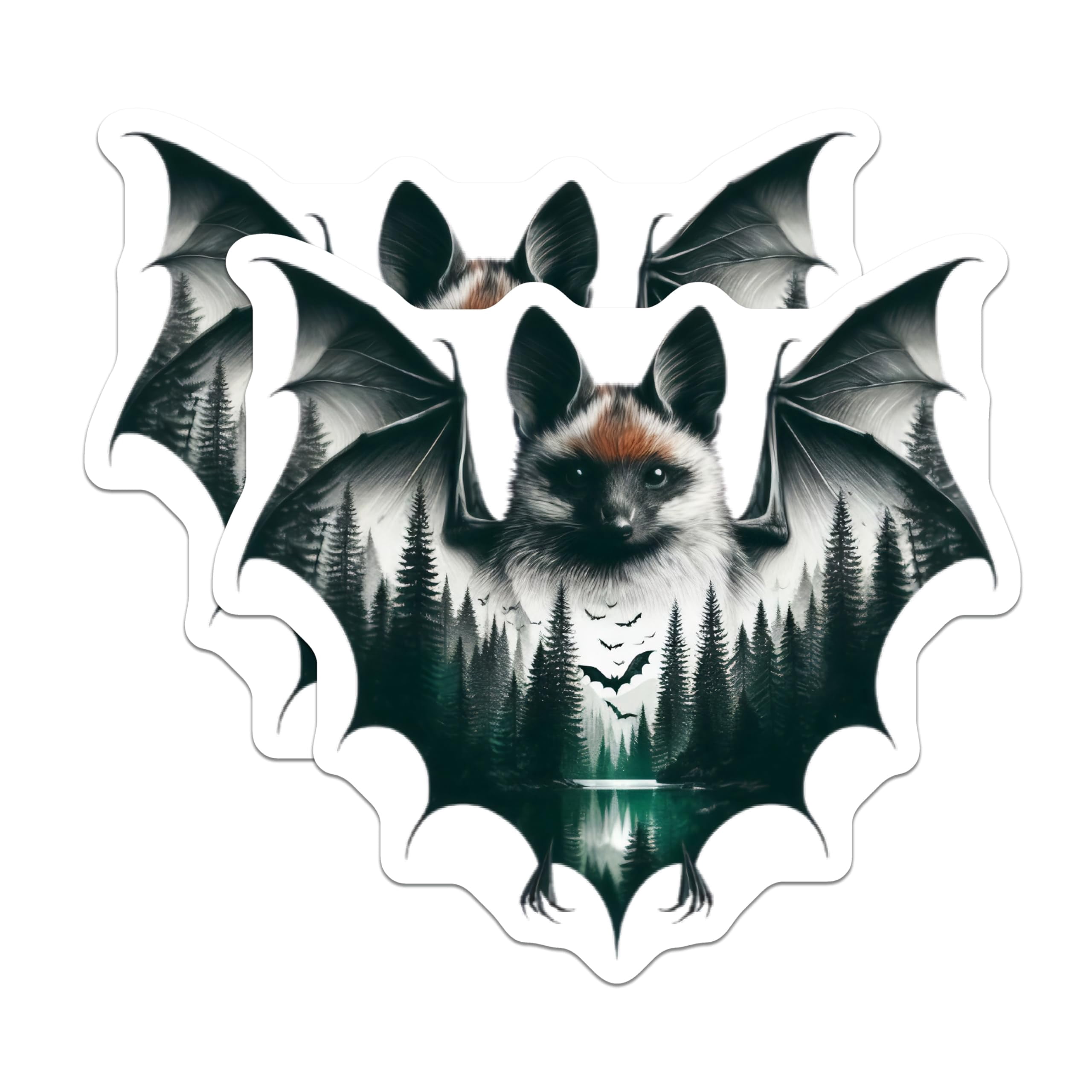 (2 Pack) Bat Stickers - Forest Stickers - Animal Stickers - 5