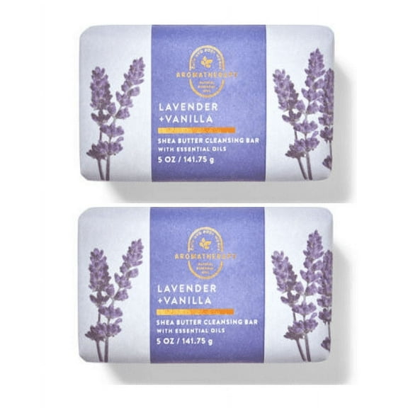 2 Pack Bath & Body Works Lavender + Vanilla Shea Butter Cleansing Bar Soap 5oz