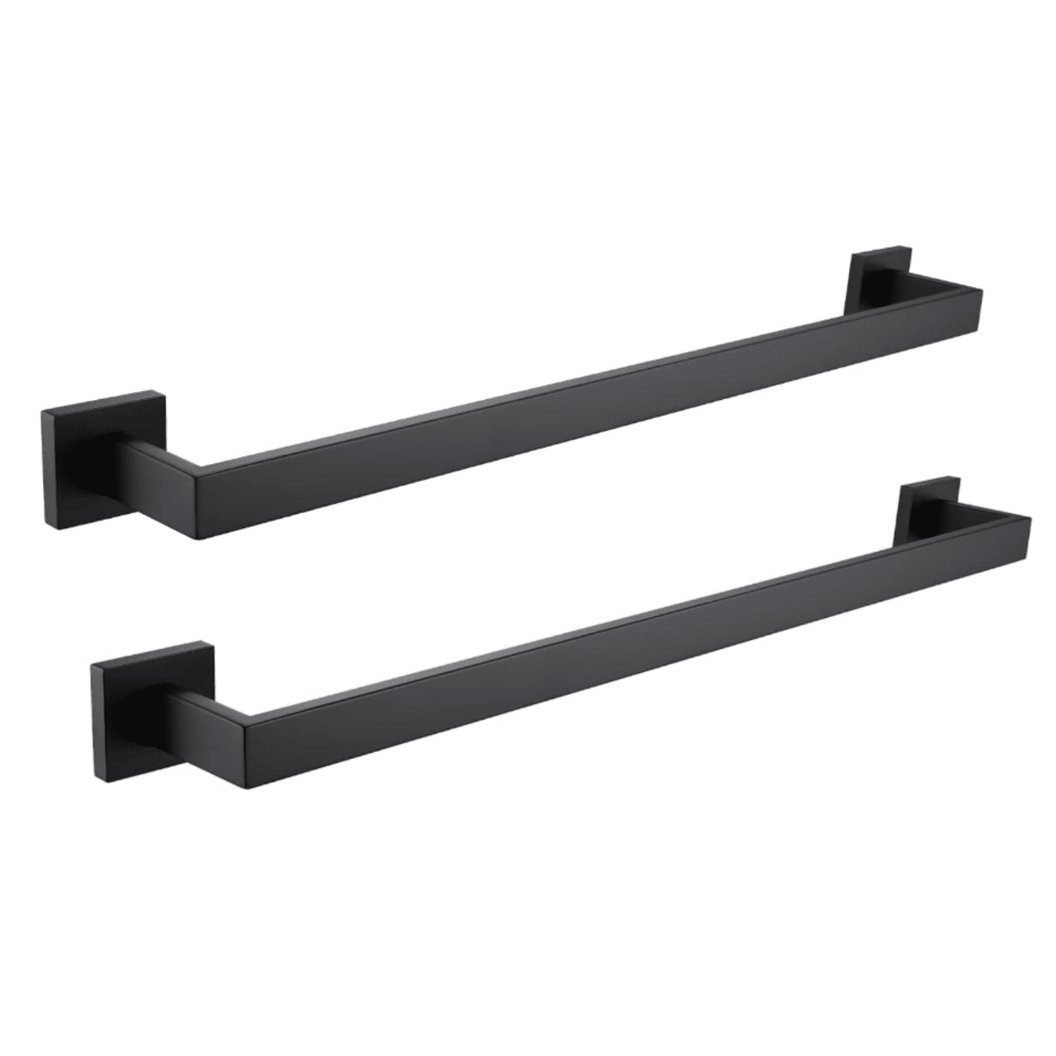 2 Pack Bath Towel Bars Matte Black 24-Inch Bathroom Towel Rail Square ...
