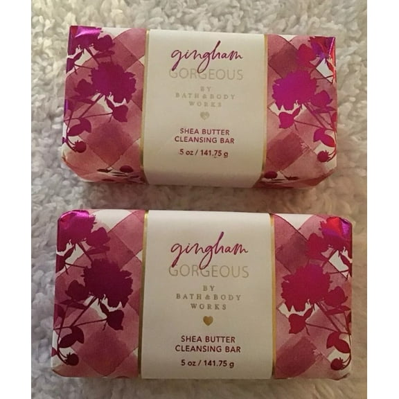 2 Pack Bath and Body Works Gingham Gorgeous Shea Butter Cleansing Bar Soap 5oz